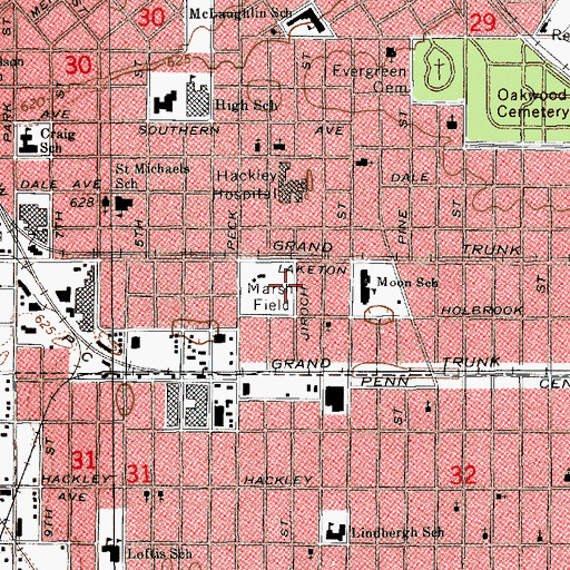 Topographic Map of Marsh Field, MI