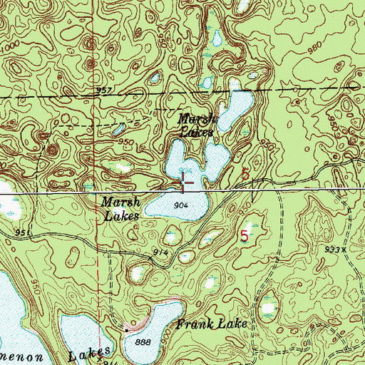 Topographic Map of Marsh Lakes, MI