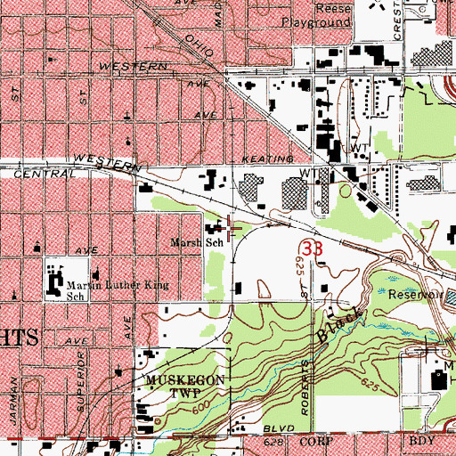 Topographic Map of Marsh School, MI