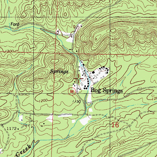 Topographic Map of Bog Springs, AR