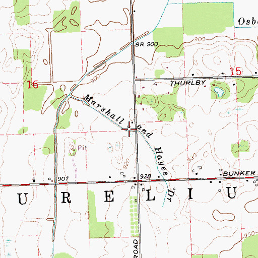 Topographic Map of Marshall and Hayes Drain, MI
