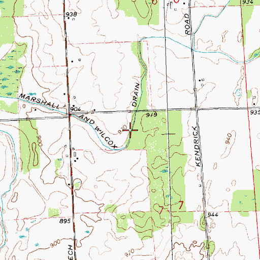 Topographic Map of Marshall and Wilcox Drain, MI