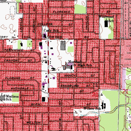 Topographic Map of Marshall Junior High School, MI