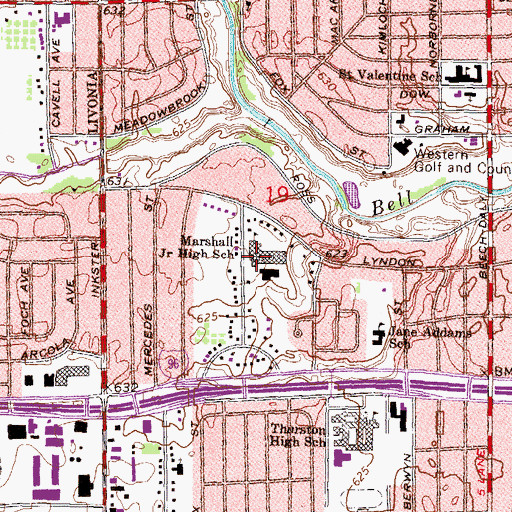 Topographic Map of Marshall Junior High School, MI