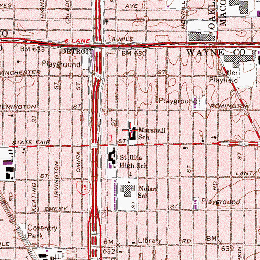 Topographic Map of Marshall School, MI