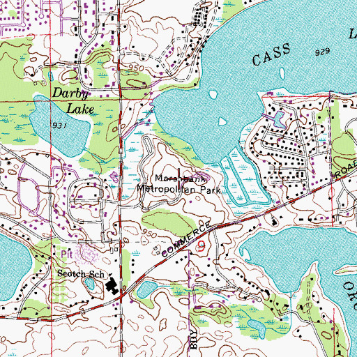 Topographic Map of Marshbank Metropolitan Park, MI
