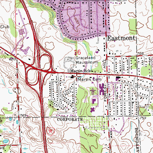 Topographic Map of Martin Cemetery, MI