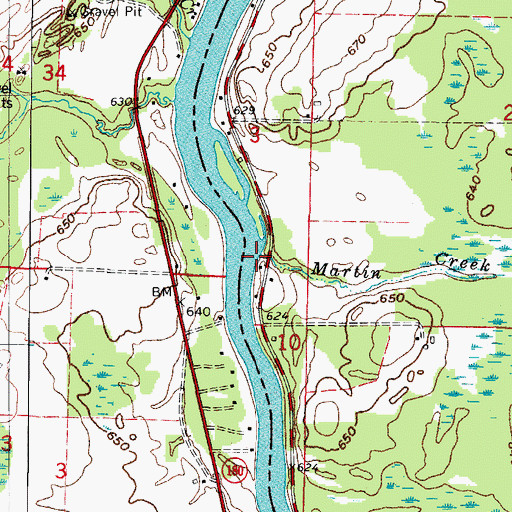 Topographic Map of Martin Creek, MI