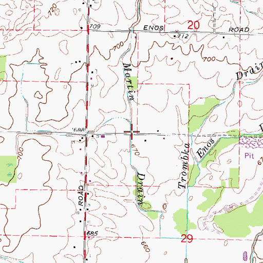 Topographic Map of Martin Drain, MI