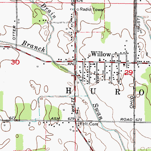 Topographic Map of Martin Drain, MI