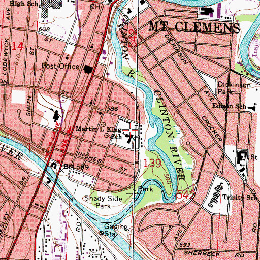 Topographic Map of Martin L King School, MI