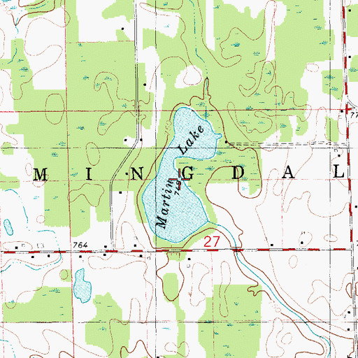 Topographic Map of Martin Lake, MI