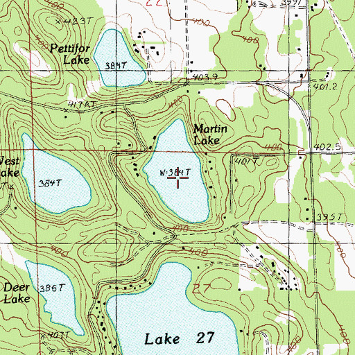 Topographic Map of Martin Lake, MI