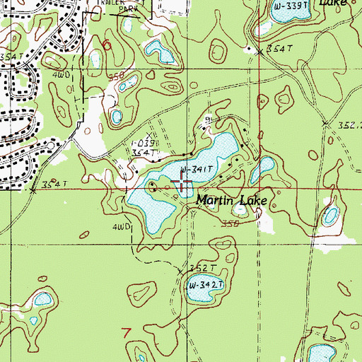 Topographic Map of Martin Lake, MI