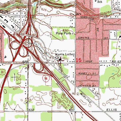 Topographic Map of Martin Luther Church, MI