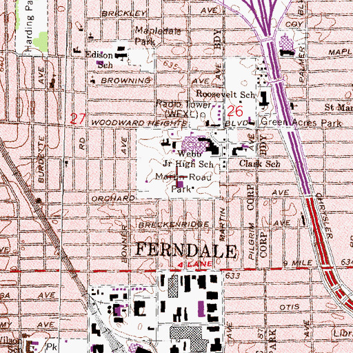 Topographic Map of Martin Road Park, MI