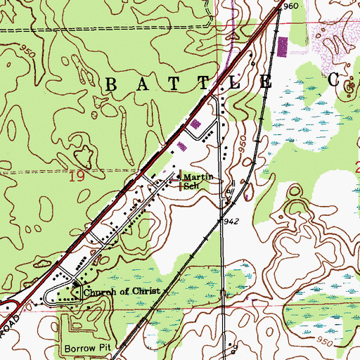 Topographic Map of Martin School, MI