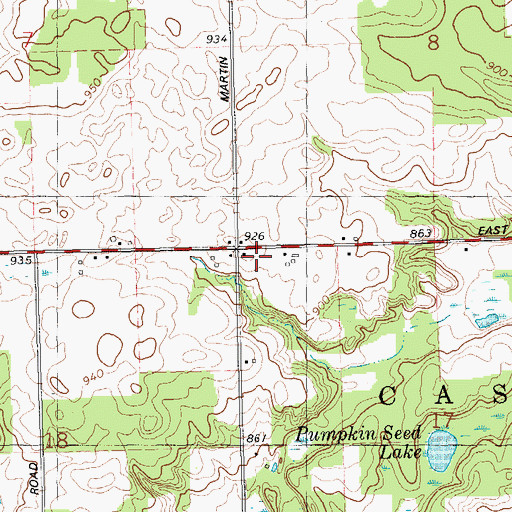 Topographic Map of Martin School, MI