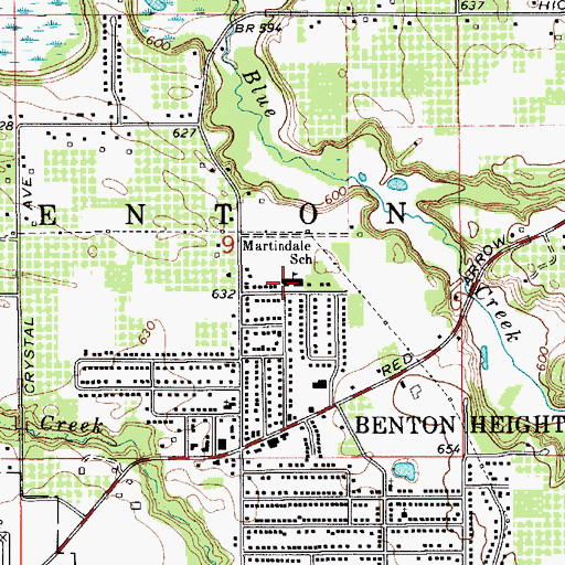 Topographic Map of Martindale School, MI