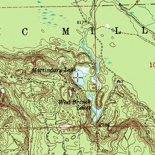 Topographic Map of Martindary Lake, MI