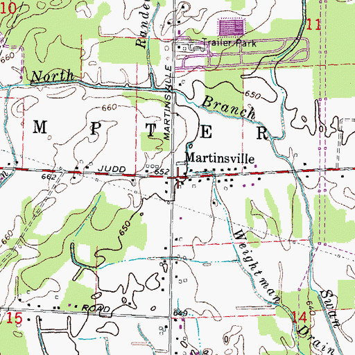 Topographic Map of Martinsville, MI