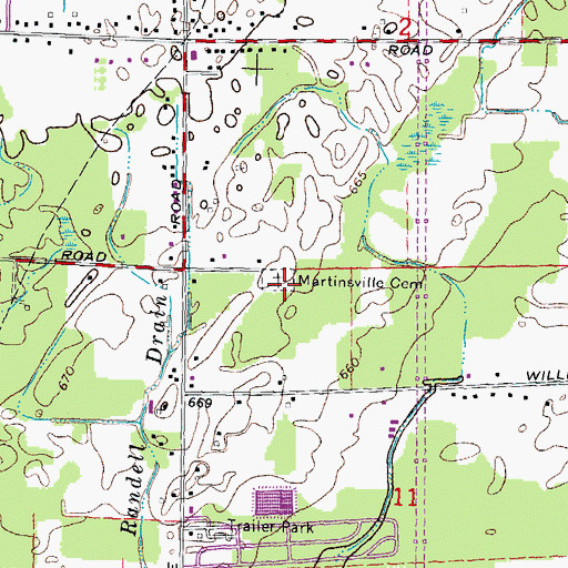 Topographic Map of Martinsville Cemetery, MI