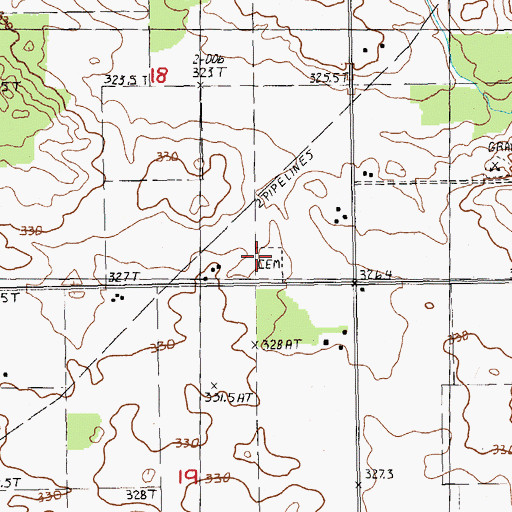 Topographic Map of Martiny Cemetery, MI