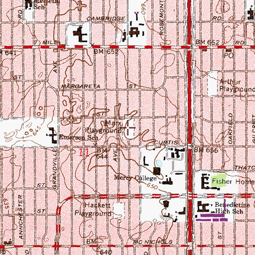 Topographic Map of Marx Playground, MI