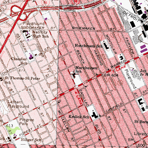 Topographic Map of Marxhausen School, MI