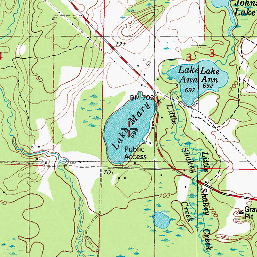 Topographic Map of Lake Mary, MI