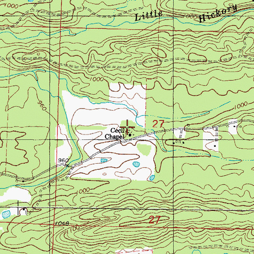 Topographic Map of Cecil Chapel Cemetery, AR