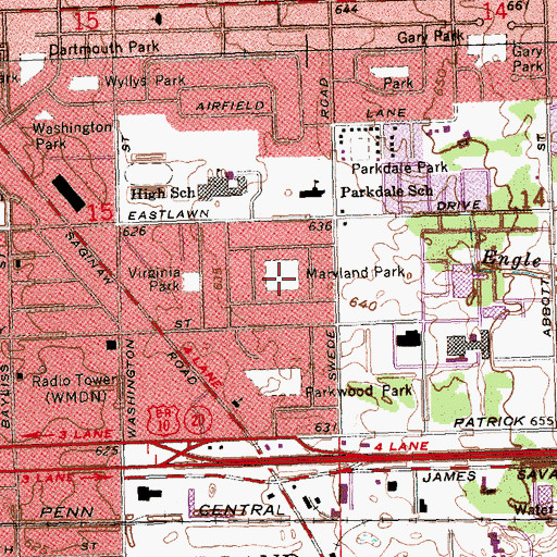 Topographic Map of Maryland Park, MI