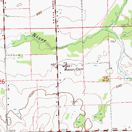 Topographic Map of Mason Cemetery, MI