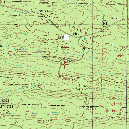 Topographic Map of Center Cemetery, AR