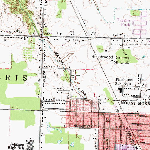 Topographic Map of Mason Drain, MI