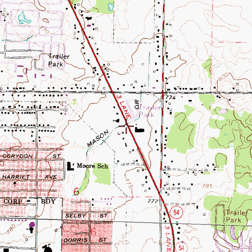 Topographic Map of Mason Drain, MI