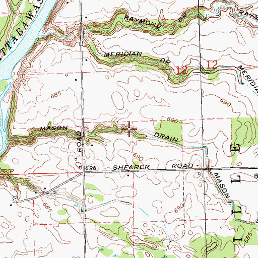 Topographic Map of Mason Drain, MI