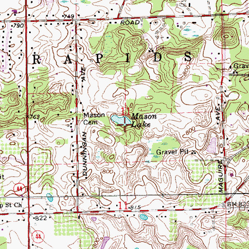 Topographic Map of Mason Lake, MI
