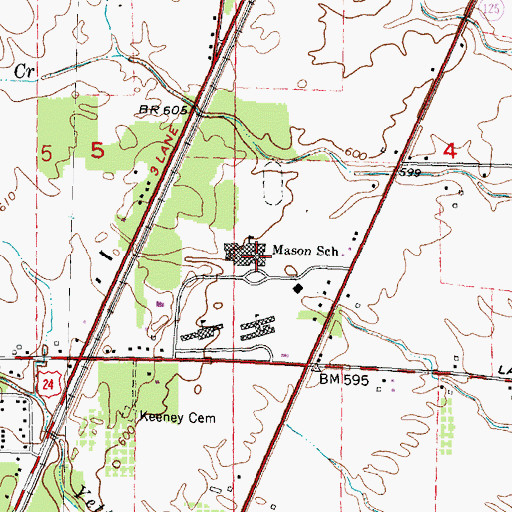 Topographic Map of Mason School, MI