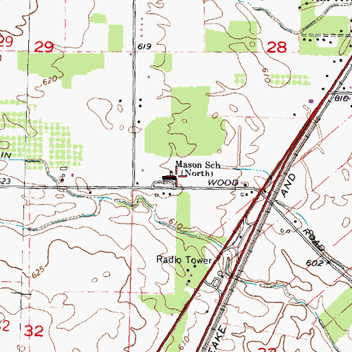 Topographic Map of Mason School, MI