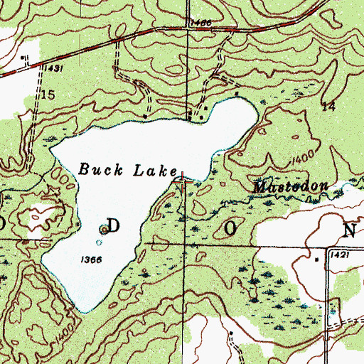 Topographic Map of Mastodon Creek, MI