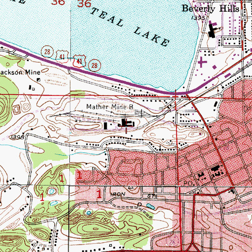 Topographic Map of Mather Mine B, MI