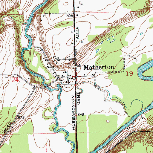 Topographic Map of Matherton, MI