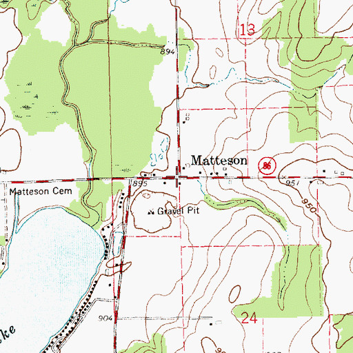 Topographic Map of Matteson, MI