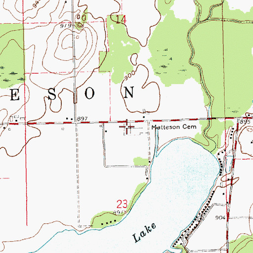 Topographic Map of Matteson Cemetery, MI