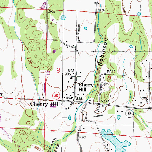 Topographic Map of Cherry Hill School (historical), AR