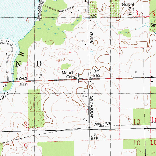 Topographic Map of Mauch Cemetery, MI