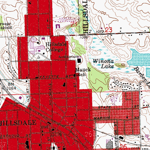Topographic Map of Mauck School, MI