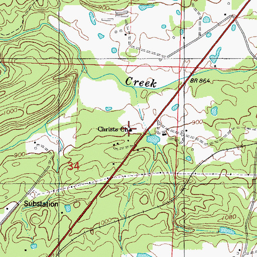 Topographic Map of Christs Church, AR