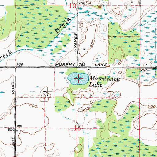 Topographic Map of Mawdesley Lake, MI